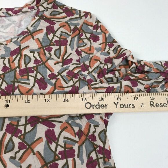 LOGO Lori Goldstein Tunic Colorful Print Asymmetric Top Stretch 3/4 Sleeve XS - Picture 7 of 12